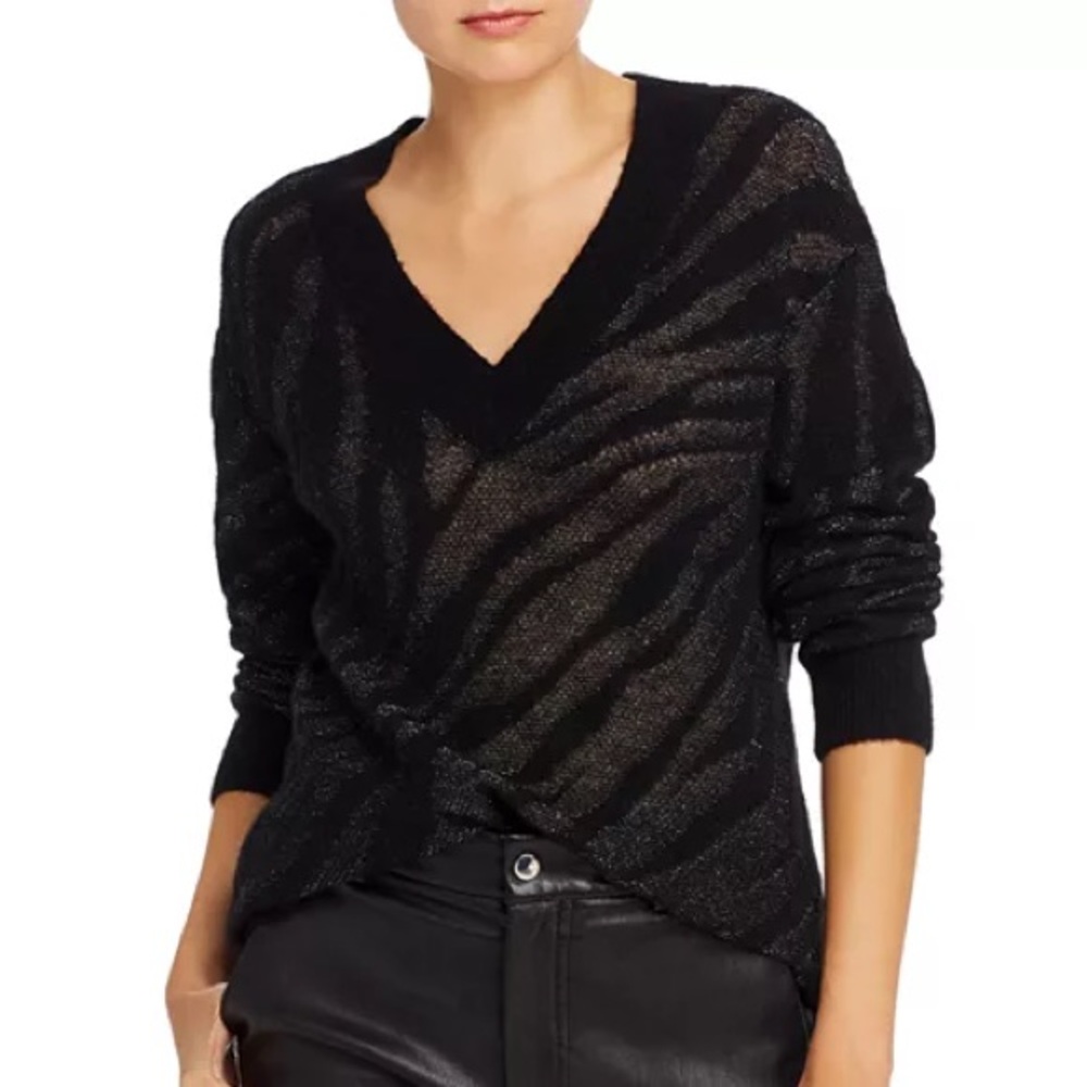 Rag & Bone Germain Metallic Zebra Striped Sweater - image 1